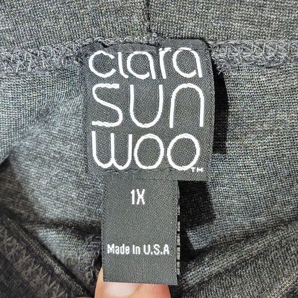 New Clara Sunwoo Knit Pull On Dress Pants Womens 1X Dark Grey Stretch Tapered - Picture 7 of 10